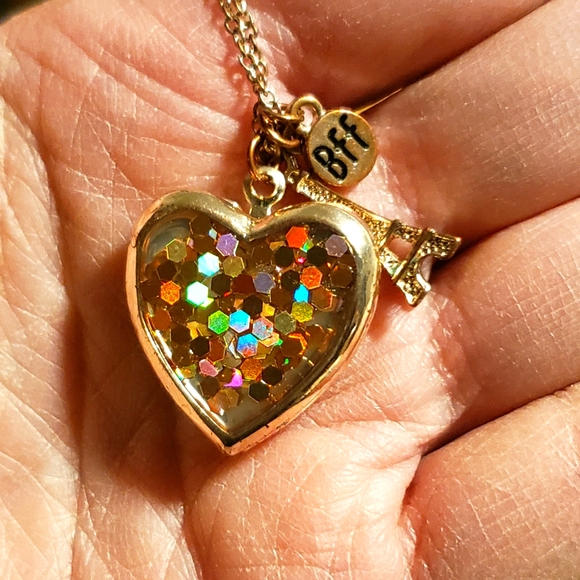 3/$20 Beautiful locket with charms (bff and aifle tower) - Picture 5 of 6